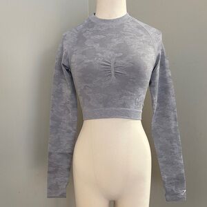 Gymshark Seamless Camo Long Sleeve Crop Top SzS